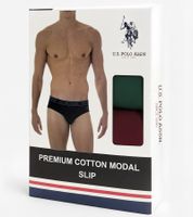 2-Pack U.S. POLO ASSN. Premium Men's Briefs, Sustainable Underwear, 180 g/m², 134 68263 53696 in Gray/Black, Blue/Navy, Green/Red, Orange/Gray