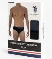 2-Pack U.S. POLO ASSN. Premium Men's Briefs, Sustainable Underwear, 180 g/m², 134 68263 53696 in Gray/Black, Blue/Navy, Green/Red, Orange/Gray