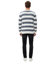 Stylischer ESPRIT Herren Strick-Pullover im Streifen-Design Rundhals-Sweater Baumwoll-Pullover Blau/Weiß