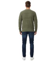 Stylischer ESPRIT Herren Strick-Pullover mit Wellen-Muster Rundhals-Sweater Baumwoll-Pullover Oliv-Grün