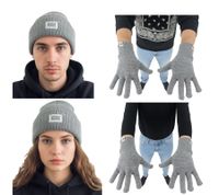 Bequeme SCOTCH & SODA Woll-Mütze und Handschuhe Strick-Handschuhe Strick-Beanie mit Logo-Patch Accessoires Wolle SSV5-3012 in Grau oder Grün