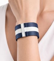 Modisches Calvin Klein Damen Echtleder-Armband mit breitem Kontraststreifen Arm-Schmuck Größe XS 15cm KJ9KWB0901 Navy/Weiß