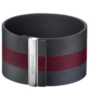 Edles Calvin Klein Damen Echtleder-Armband mit breitem Kontraststreifen Arm-Schmuck Größe XS 15cm KJ9KAB0901 Anthrazit/Rot
