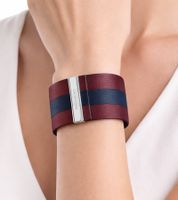 Charmantes Calvin Klein Damen Echtleder-Armband mit breitem Kontraststreifen Arm-Schmuck Größe XS 15cm KJ9KLB0901 Rot/Navy