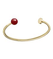 Moderner Calvin Klein Damen Armreif Edelstahl-Armband mit roter Kugel und goldener Metallscheibe Arm-Schmuck Größe XS KJ9RJF1402 Gold