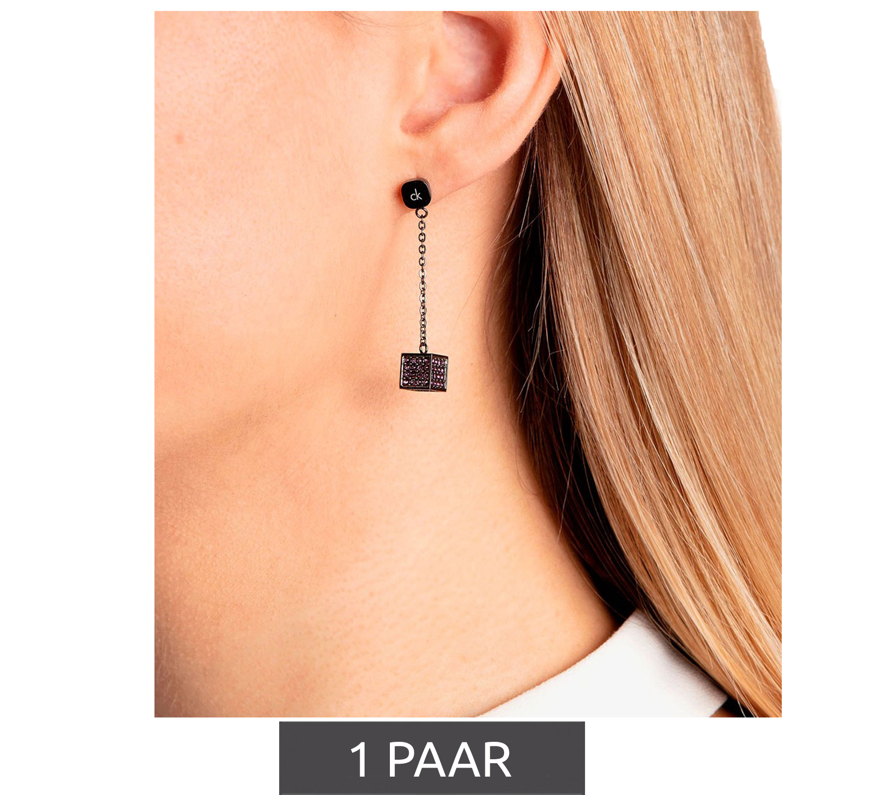 Orecchini a bottone da donna Calvin Klein con cristalli Swarovski KJ9CVE140100 Grigio