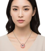 Urbane Calvin Klein Spin Damen Halskette mit Rad-Anhänger Mode-Schmuck Hals-Kette KJJAKN090100 Silber/Rot