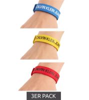 3er Pack Calvin Klein Unisex Slap-Armbänder mit "CALVIN KLEIN JEANS"-Logo Arm-Schmuck 20 cm KJJLDB860100 Rot/Gelb/Blau