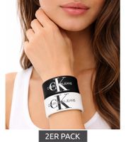 Pack de 2 pulseras Calvin Klein Slap con el logo de "Calvin Klein Jeans", 20,5 cm, KJJLBB850200, Negro/Blanco