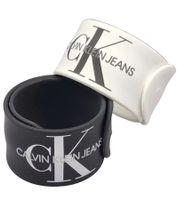 Pack de 2 pulseras Calvin Klein Slap con el logo de "Calvin Klein Jeans", 20,5 cm, KJJLBB850200, Negro/Blanco