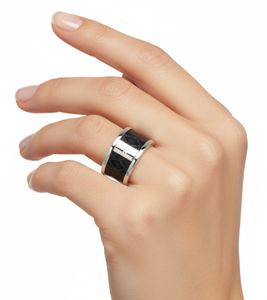 Anillo Calvin Klein Spellbound para mujer, acero inoxidable, diseño ancho, KJ0DBR090208, plateado/negro