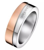 Calvin Klein Damen Designer-Ring Edelstahl-Ring aus der Hook-Kollektion Ringröße 5 Finger-Ring KJ06PR200105 Silber/Rosegold