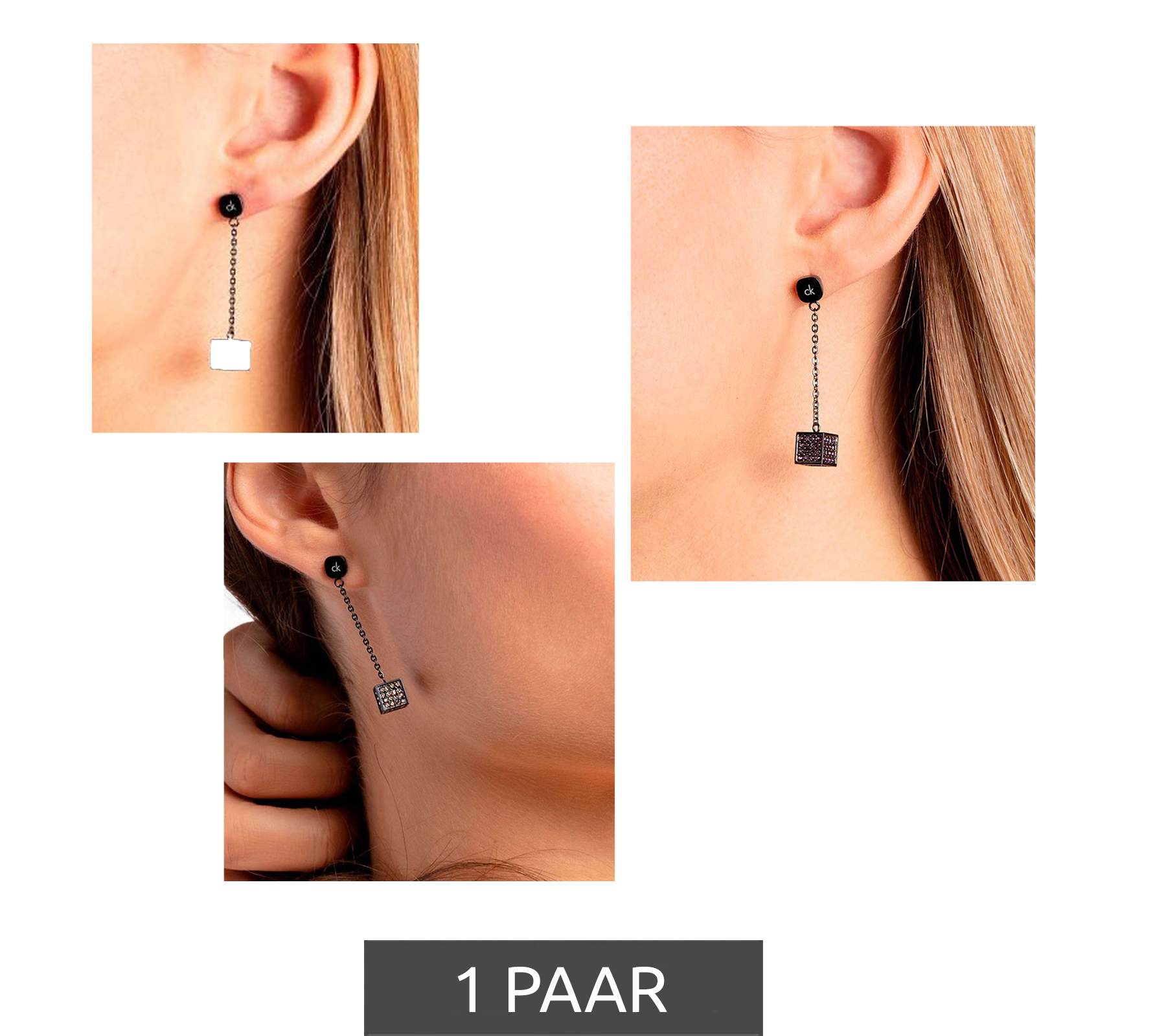 Orecchini a bottone da donna Calvin Klein con cristalli Swarovski, orecchini in acciaio inossidabile, grigio/rosa chiaro, grigio/rosa o grigio/oro