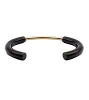 Brazalete moderno Calvin Klein para mujer, negro con eslabón central dorado, KJ5FBF2001 Negro/Dorado