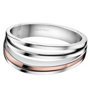 Modernes Calvin Klein Damen Edelstahl-Armband im geschwungenen Design Arm-Schmuck Handgelenk-Schmuck KJ3DPD2001 Silber/Rosegold