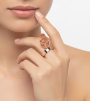 Timeless Calvin Klein Women's Ring with Cube Pendant, Stainless Steel Ring, KJ3HPR10010, Rose Gold