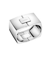 Bracelet jonc Calvin Klein ASSERTIVE pour femme, en laiton argenté, taille S, KJAHMD00010