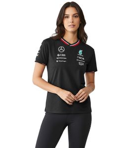 Perforated Mercedes-Benz AMG Petronas F1 Driver Tee Women's T-Shirt with Team and Sponsor Logos Motorsport Shirt 701227951 002 Black