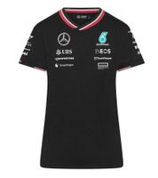Perforated Mercedes-Benz AMG Petronas F1 Driver Tee Women's T-Shirt with Team and Sponsor Logos Motorsport Shirt 701227951 002 Black