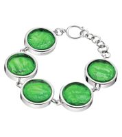 Bracelet Calvin Klein Charisma Femme Élégant en Laiton Argenté et Pierres en Verre Vert KJANGB020100 Argent/Vert