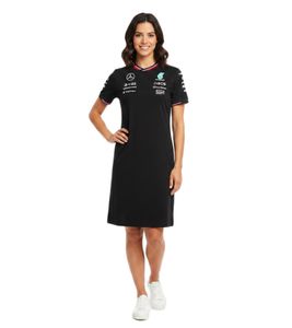 Sporty Mercedes-Benz AMG Petronas Women's Dress with Team and Sponsor Logos, Cotton Dress 701227958 001, Black