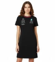 Sporty Mercedes-Benz AMG Petronas Women's Dress with Team and Sponsor Logos, Cotton Dress 701227958 001, Black