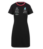 Sporty Mercedes-Benz AMG Petronas Women's Dress with Team and Sponsor Logos, Cotton Dress 701227958 001, Black