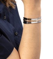 Stilvolles Calvin Klein Damen Armreif Edelstahl-Armband aus der Kollektion Slinky Arm-Schmuck Handgelenk-Schmuck Größe XS KJCZPF2001 Silber/Rosegold