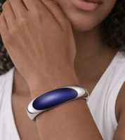 Stilvoller Calvin Klein Ellipse Damen Armreif aus Edelstahl,Arm- & Handgelenk-Schmuck KJ3QLD0201 Silber/Blau 