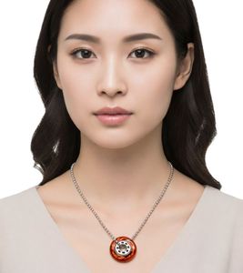 Urban Calvin Klein Spin Women's Necklace with Wheel Pendant Fashion Jewelry Necklace KJJASN090100 Silver/Red