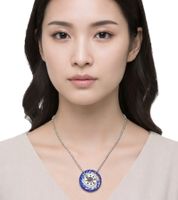 Urban Calvin Klein Spin Women's Necklace with Wheel Pendant Fashion Jewelry Necklace KJJALN090100 Silver/Blue