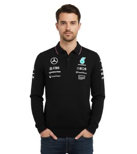 ultimatives Mercedes-Benz AMG Petronas F1 MAPF1 KNITTED Herren Polo-Shirt Langarm-Shirt Baumwoll-Shirt 7012279693 001 Schwarz