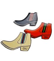 3-Pack Calvin Klein Unisex Boat-Design Pin-Up Brooches, Stainless Steel, KJJNDH300100, Black/Orange/Beige