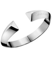 Striking Calvin Klein Women's Bangle, Stainless Steel Bracelet with Architectural Lines, Size XS, KJ4TMD0001, Silver