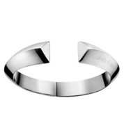 Striking Calvin Klein Women's Bangle, Stainless Steel Bracelet with Architectural Lines, Size XS, KJ4TMD0001, Silver