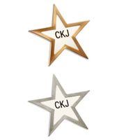 2-Pack Calvin Klein Star-Design Pin-Up Brooches, Stainless Steel, Enamel, KJJNDH200200, Silver/Gold/White