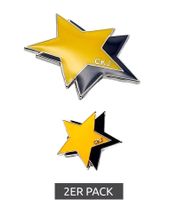 2-Pack Calvin Klein Double Star Pin-Up Brooches, Stainless Steel, Enamel, KJJNDH200100, Yellow/Navy/Silver
