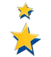 2-Pack Calvin Klein Double Star Pin-Up Brooches, Stainless Steel, Enamel, KJJNDH200100, Yellow/Navy/Silver