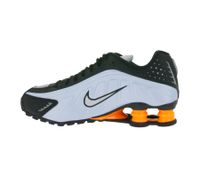 Baskets basses innovantes NIKE Shox R4 pour femme avec technologie Shox - Chaussures de sport et de running AR3565 401 Noir/Argent/Bleu/Orange