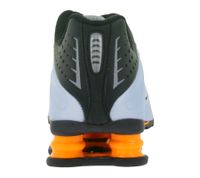 Baskets basses innovantes NIKE Shox R4 pour femme avec technologie Shox - Chaussures de sport et de running AR3565 401 Noir/Argent/Bleu/Orange