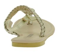 Sommerliche Damen Zehensteg-Sandale in Flechtoptik Sommer-Schuhe Zehentrenner 909051 Gold/Beige
