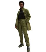 Pantalones de piel sintética para mujer con cinturilla elástica, pantalón casual 914386, caqui oscuro