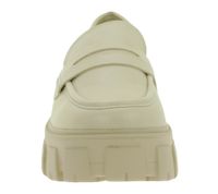 Fashionable Women's Loafers with Chunky Sole, Faux Leather Slip-On Shoes, 918888 Beige