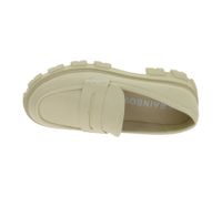 Fashionable Women's Loafers with Chunky Sole, Faux Leather Slip-On Shoes, 918888 Beige