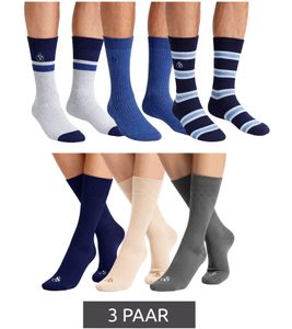 3 pares de calcetines SCOTCH & SODA Amsterdam Everyday Socks para hombre, talla única (41-46), mezcla de algodón en gris/azul marino/azul o mezcla de rayón en gris/azul marino/beige