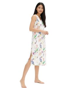 Cozy Women's Nightdress with Floral Print, Cotton Nightgown 921632 White/Multicolor