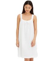 Cozy women's nightgown made of lightweight seersucker, night dress, pajama cotton dress 921848 White