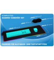 Everlasting Comfort RGB Mouse Pad Gaming Mat with LED Lighting, Wrist Rest, and Color-Changing Modes - Large Mouse Pad 80x30cm Gaming Accessory - Black