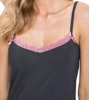 Decorative women's nightgown/pajama with delicate lace and bows, cotton nightdress 927280 Grey/Pink