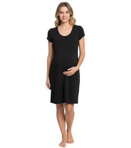 Practical Women's Nursing Nightgown/Maternity Nightdress/Maternity Nightwear in Cotton 943160 Black